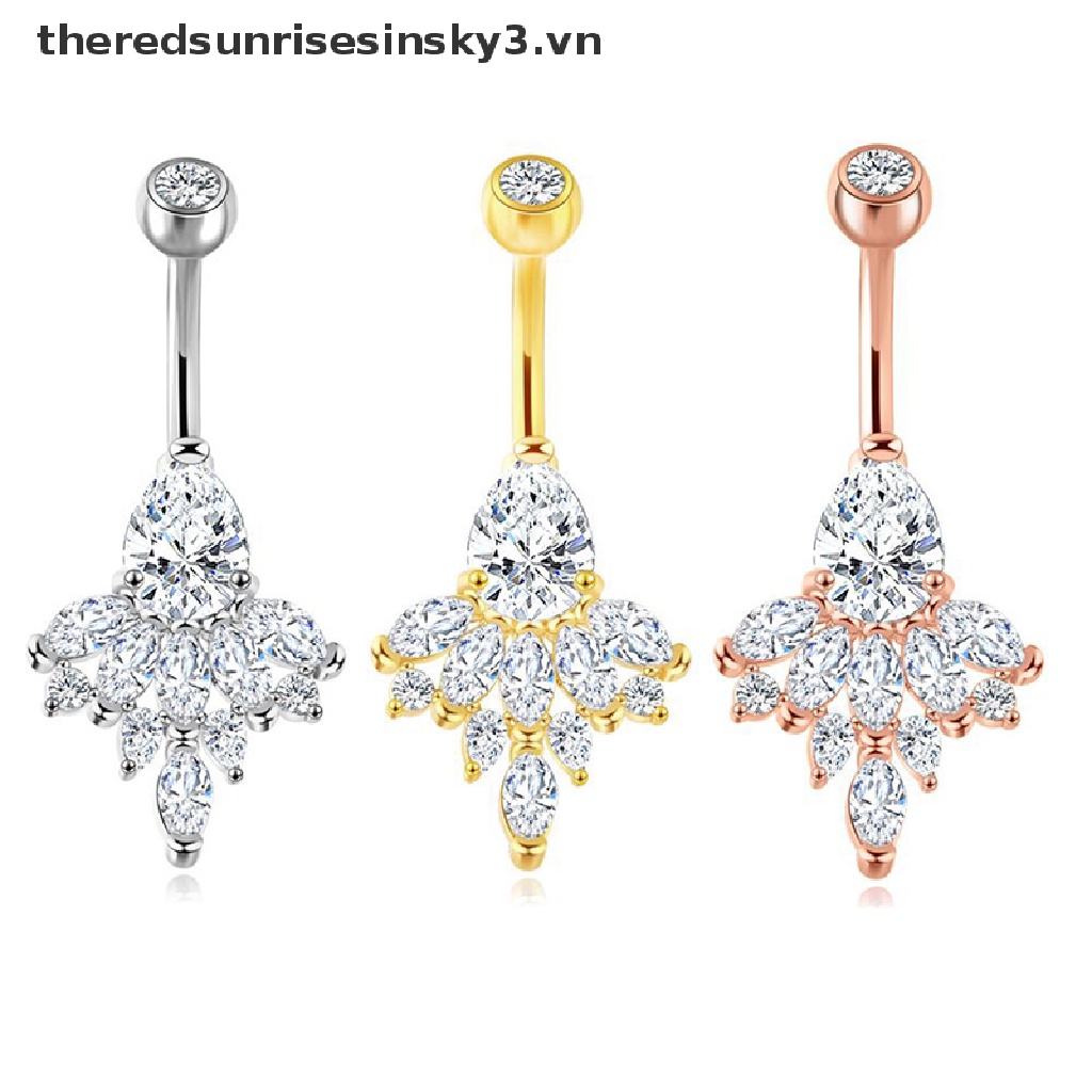 Khuyên Rốn Chất Liệu Thép Không Gỉ Đính Đá Zircon Sang Trọng