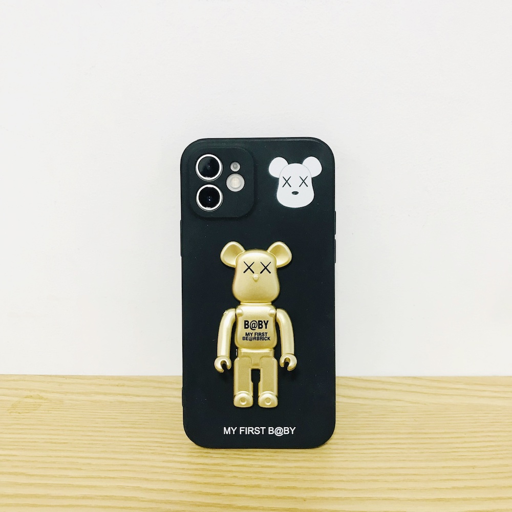 Ốp iphone - Ốp lưng iphone cạnh vuông bảo vệ camera gắn giá đỡ baby bear dành cho ip 6 đến 14promax - b501