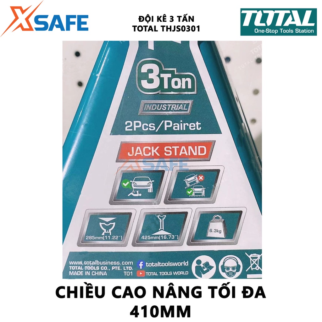 Đội kê ô tô 3 tấn TOTAL THJS0301 nâng cao tối thiểu 2700mm, tối đa 410mm, phủ sơn tĩnh điện chống thấm nước, gỉ sét
