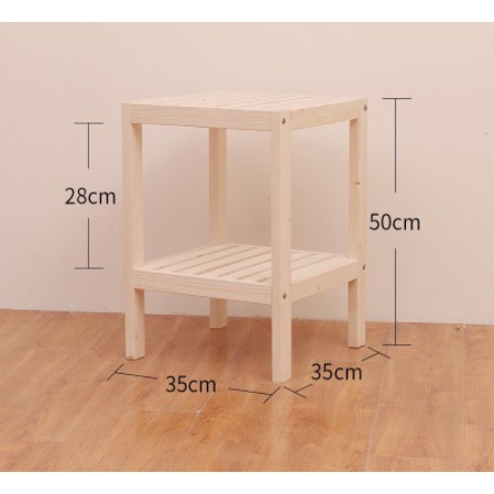 Kệ gỗ tab đầu giường 2 tầng tự lắp ráp - gỗ thông tự nhiên - kệ vuông 35*35*50