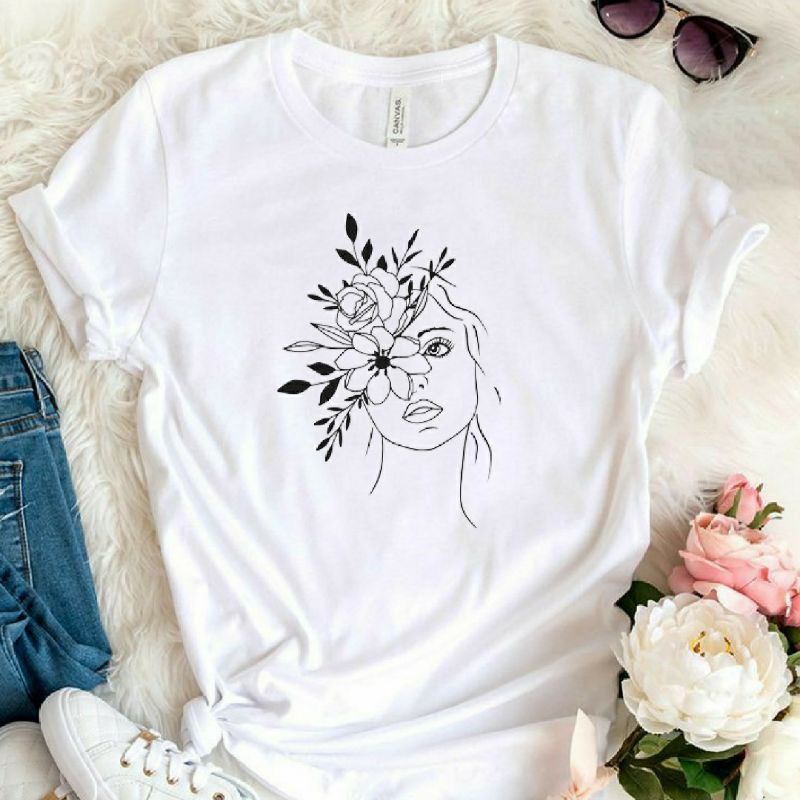 < Fromo "Áo Sơ Mi Tay Ngắn - Áo Thun Nữ Màu Trắng Đen Mát Mẻ Dành Cho Thanh Thiếu Niên / Tuổi Teen