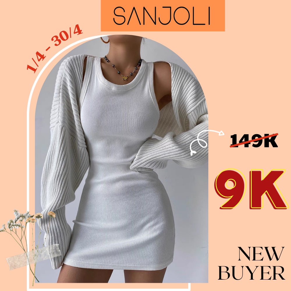 Váy Body Sexy SANJOLI Đầm Body Ôm Eo Sát Nách Thiết Kế Thun Gân Sexy Năng Động Đi Dự Tiệc Sang Trọng VD066