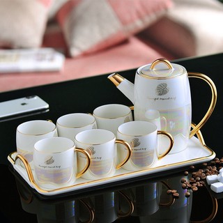 <GIÁ XƯỞNG>Bộ bình cốc Sứ trắng sang chảnh Kèm khay