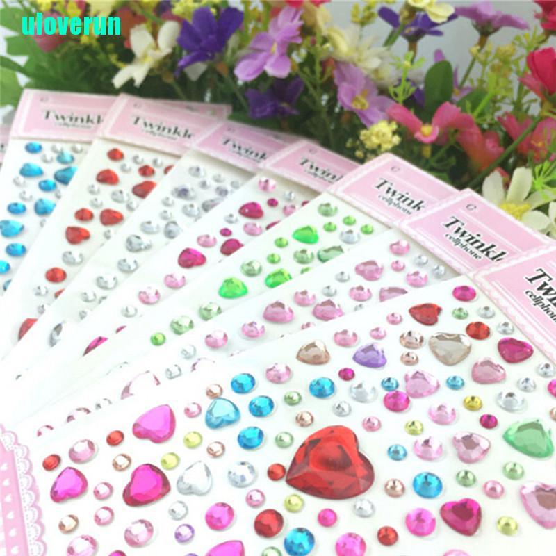1 Tấm Sticker Hình Trái Tim Đính Đá Trang Trí Điện Thoại / Sổ Tay Diy