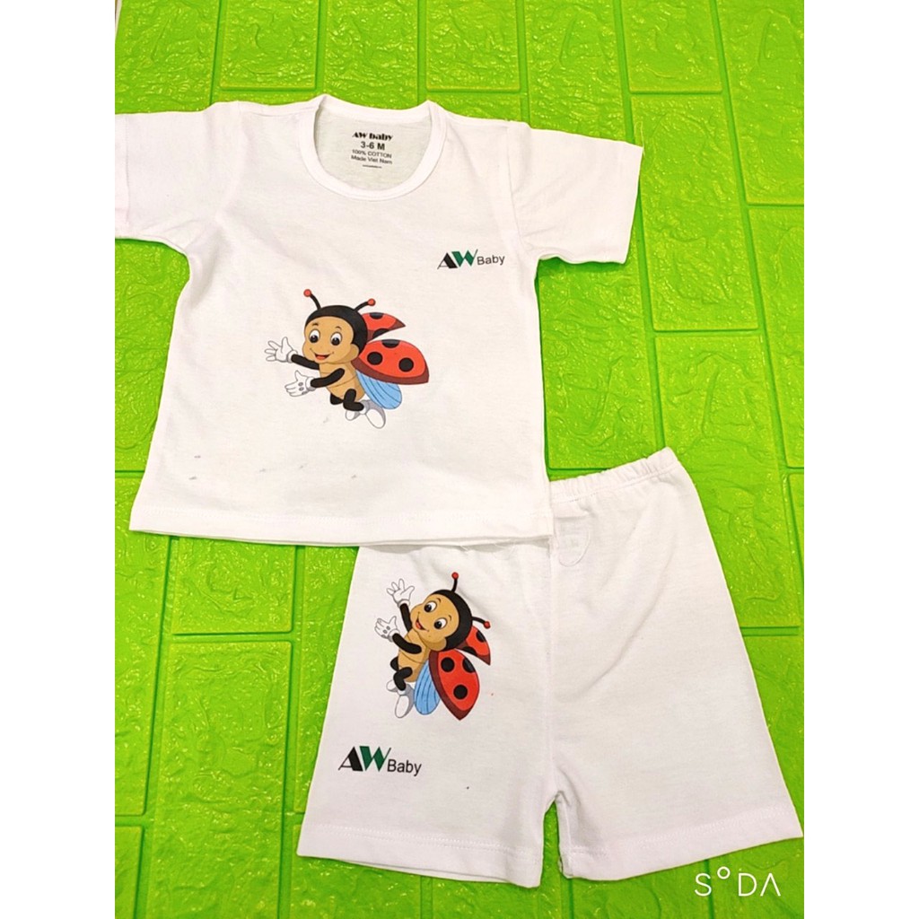 Bộ Cộc Tay AWbaby Vải Cotton 100% Cho Bé Mặc Nhà, Bộ Quần Áo Trẻ Em Dễ Thương Mùa Hè AWS20212