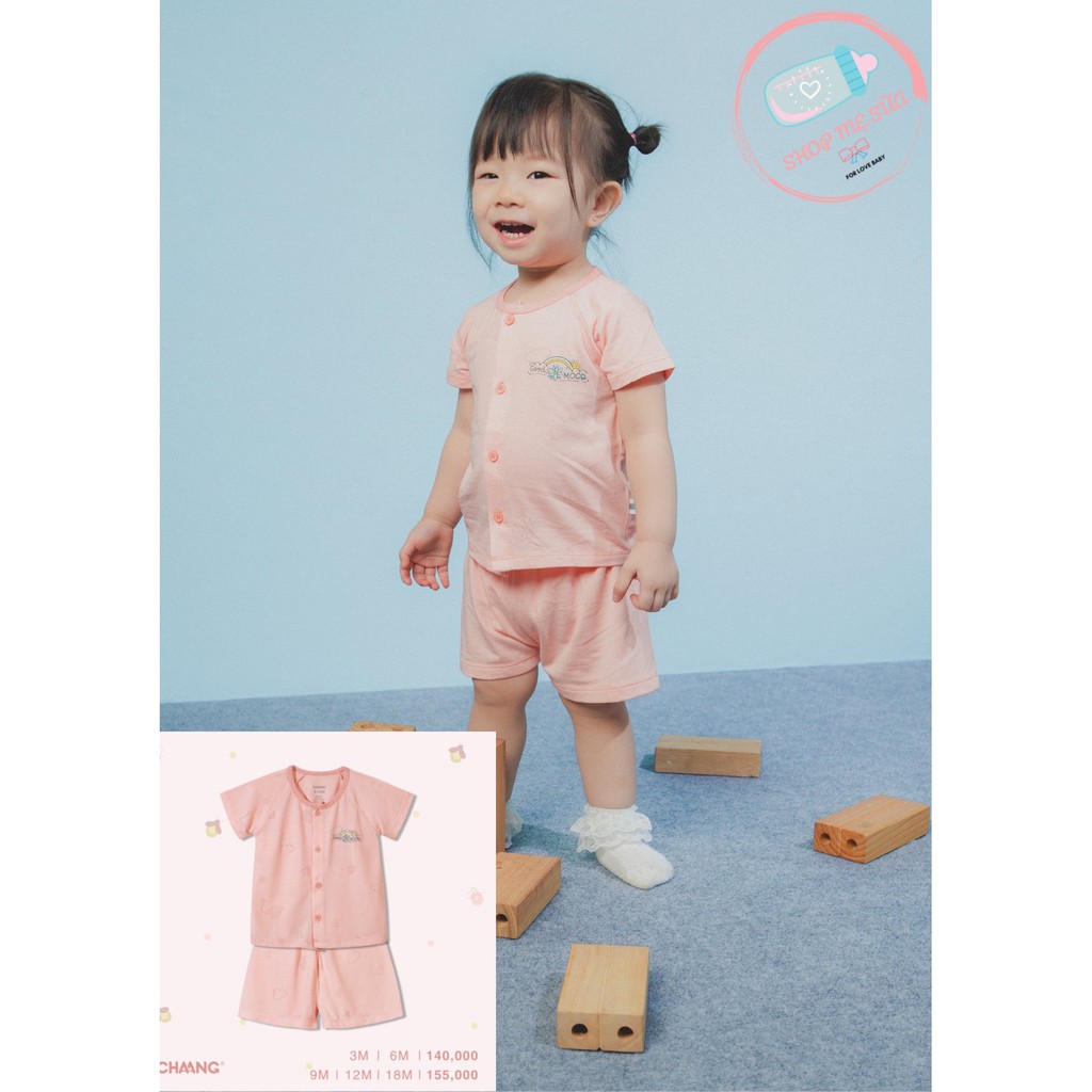 CHAANG Bộ cộc cài thẳng chất liệu cotton thoáng khí cho bé 0-18 tháng