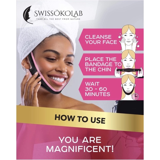 Đai quấn cằm săn chắc da tạo Vline SWISSOKOLAB Reusable Face Slimming Strap Double Chin USA