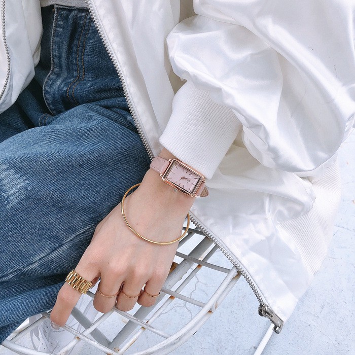 Đồng hồ thời trang nữ Jigin chính hãng, phong cách Hàn Quốc, mặt chữ nhật, dây da mềm mỏng ôm tay ( Mã: JG01 ) | BigBuy360 - bigbuy360.vn