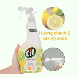 Cif nước xịt lau bếp thiên nhiên chanh & baking soda chai 500ml