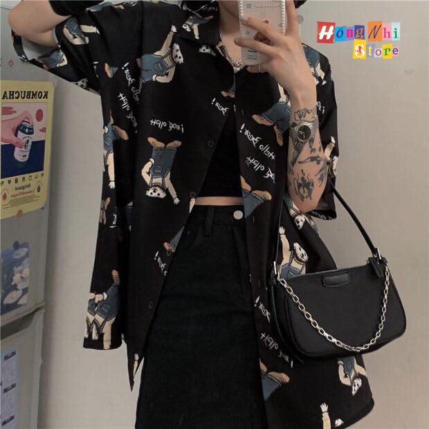 Áo Sơ Mi Hoạ Tiết Tay Lỡ Dáng Rộng, Sơ Mi Đi Biển, Sơ Mi Hoạt Hình Tay Lửng Unisex - MM | BigBuy360 - bigbuy360.vn