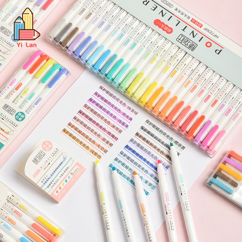 Set 5 Bút Đánh Dấu Hai Đầu Tiện Dụng Chất Lượng Cao