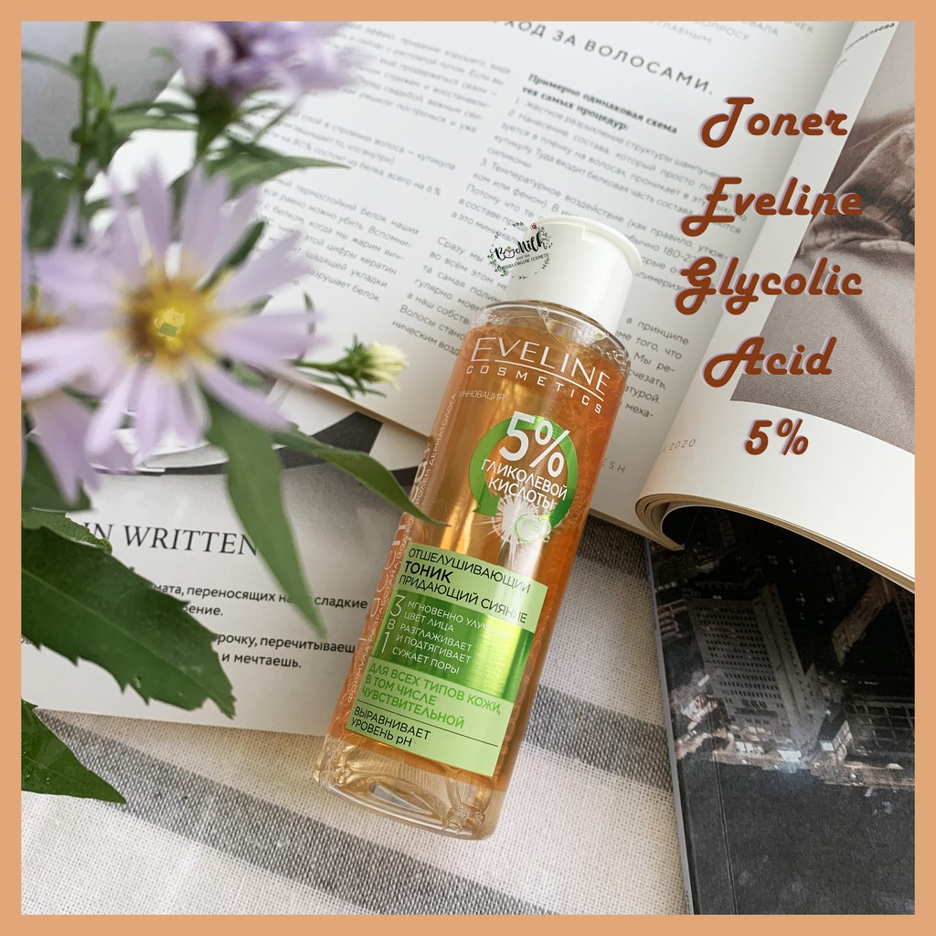 Toner Eveline Glycolic acid 5% - làm sáng, mờ thâm, mịn và căng bóng da