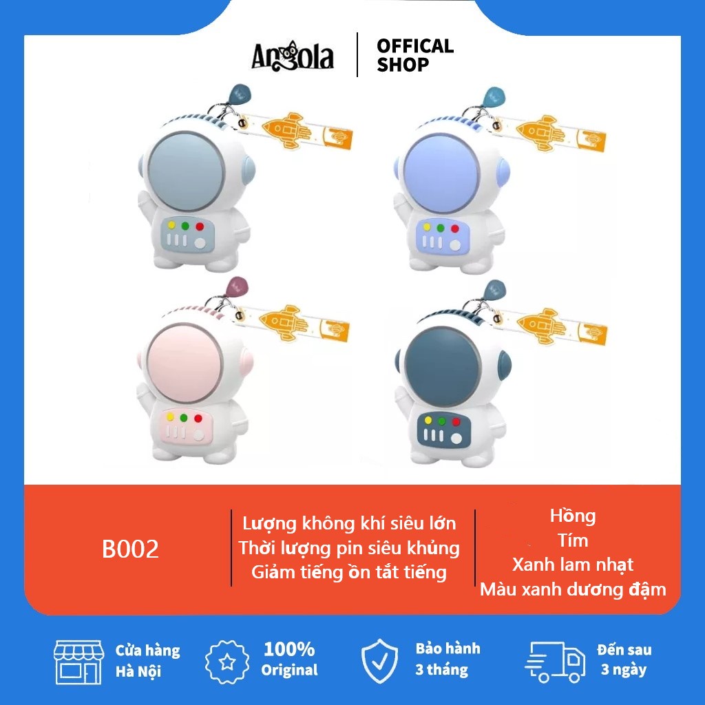 USB quạt Mini Hình Phi Hành Gia 2 Trong 1 Móc Khóa Quạt Không Cánh Để Bàn Cầm Tay Di Động Sạc Pin Spaceman Hai Bánh