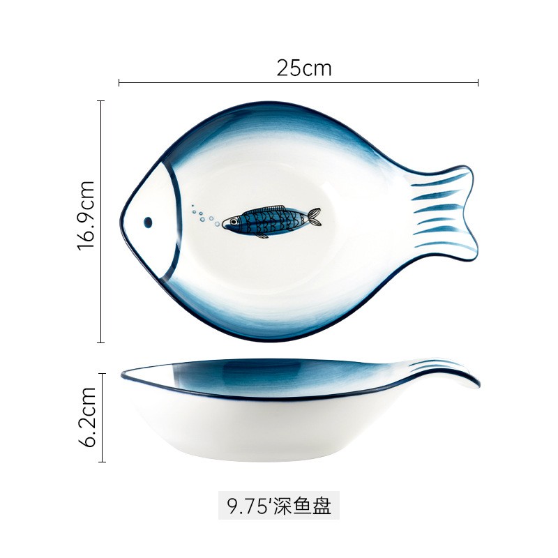 Bộ bát đĩa gốm sứ hình cá nhiều kiểu dáng
