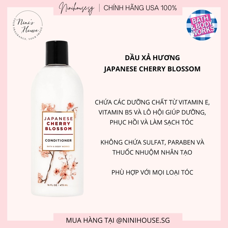 Dầu xả tóc mùi Japanese Cherry Blossom 473ml - Bath and Body Works