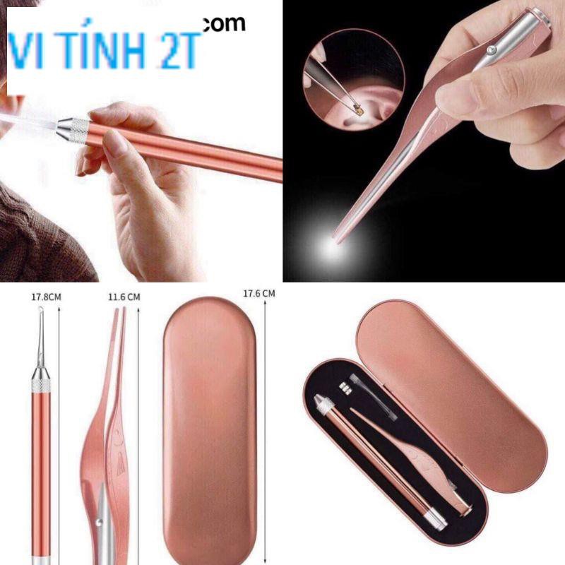 Bộ Nhíp Gắp Ráy Tai Có Đèn Led Phát Sáng Hình Cá Cho Trẻ Em