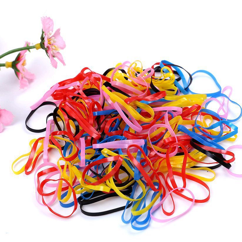 Set 100 Nịt Buộc Tóc, Cột Tóc 7 Sắc Màu Đẹp, Dễ Thương, Dành Cho Mẹ Và Bé Đáng Yêu