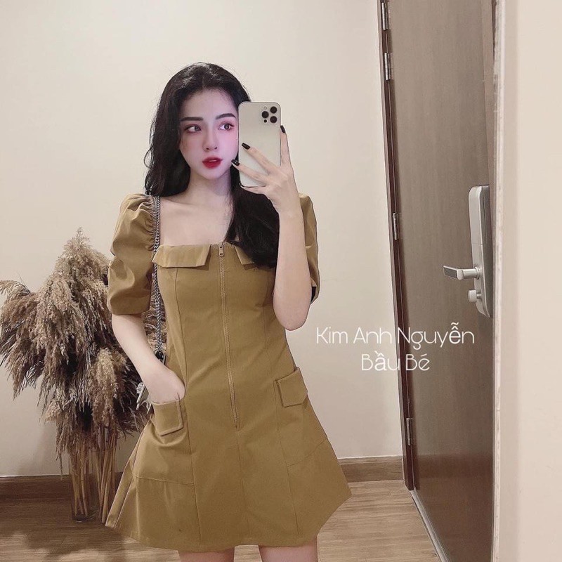 VÁY NÂU KAKI KHOÁ GIỮA | BigBuy360 - bigbuy360.vn