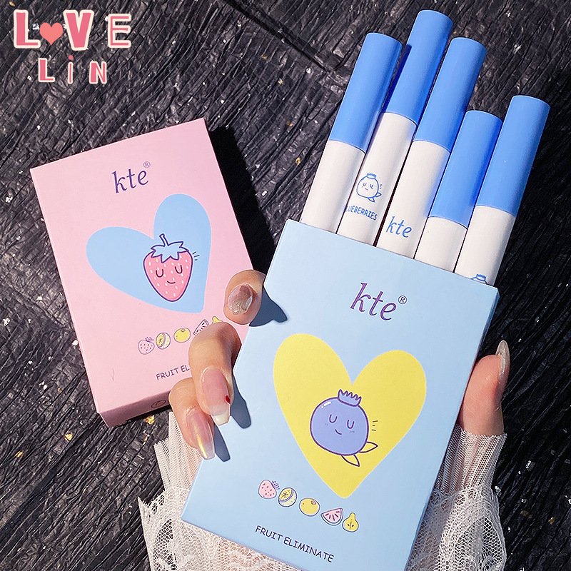 【Lovelin】KTE 5pcs Fruit Elimination Lip Glaze Set Box Matte Lip Mud Matte Lipstick Beauty Lip Gloss Makeup