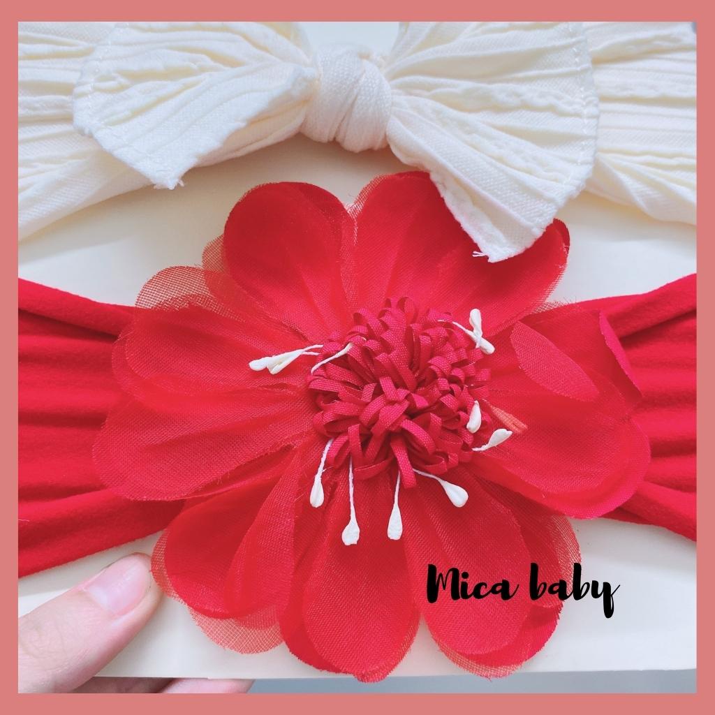 Set 2 băng đô nơ hoa voan chất liệu thun co dãn xinh xắn cho bé Mica Baby BD56