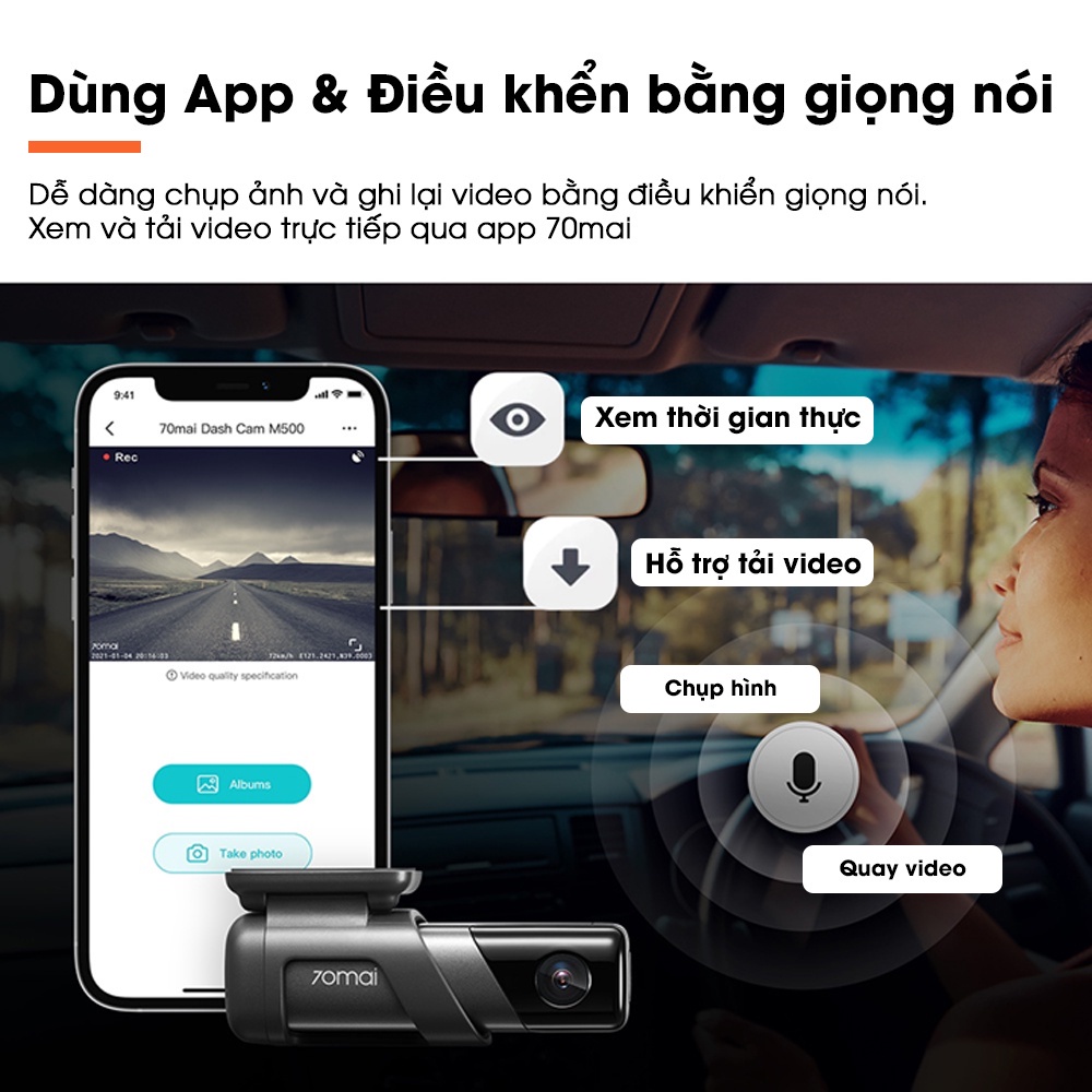 Camera hành trình 70mai dash cam M500 1944P GPS TẦM NHÌN BAN ĐÊM ADAS Chế độ giám sát đỗ xe 24h App &amp; Điều khển bằng giọ
