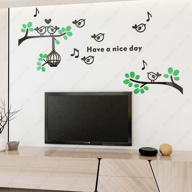 Tranh dán tường mica 3d decor khổ lớn ngày mới tốt lành trang trí phòng khách, phòng ngủ