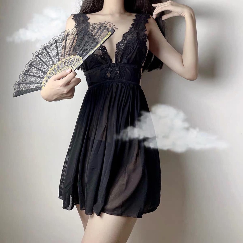 [Hàng cao cấp] Đầm ngủ 2 dây ren xuyên thấu sexy, váy ngủ hai dây ren mềm quyến rũ | BigBuy360 - bigbuy360.vn