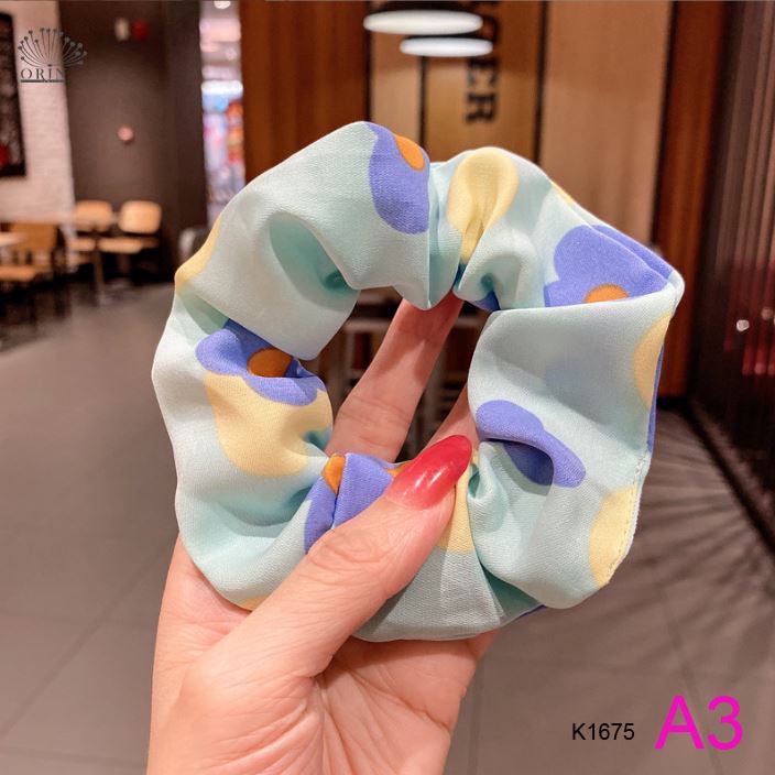Dây cột tóc vải scrunchies hoa mai thời trang Orin K1675