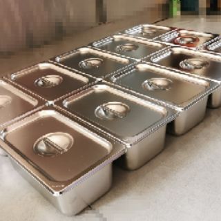 Combo khay inox đựng topping có nắp