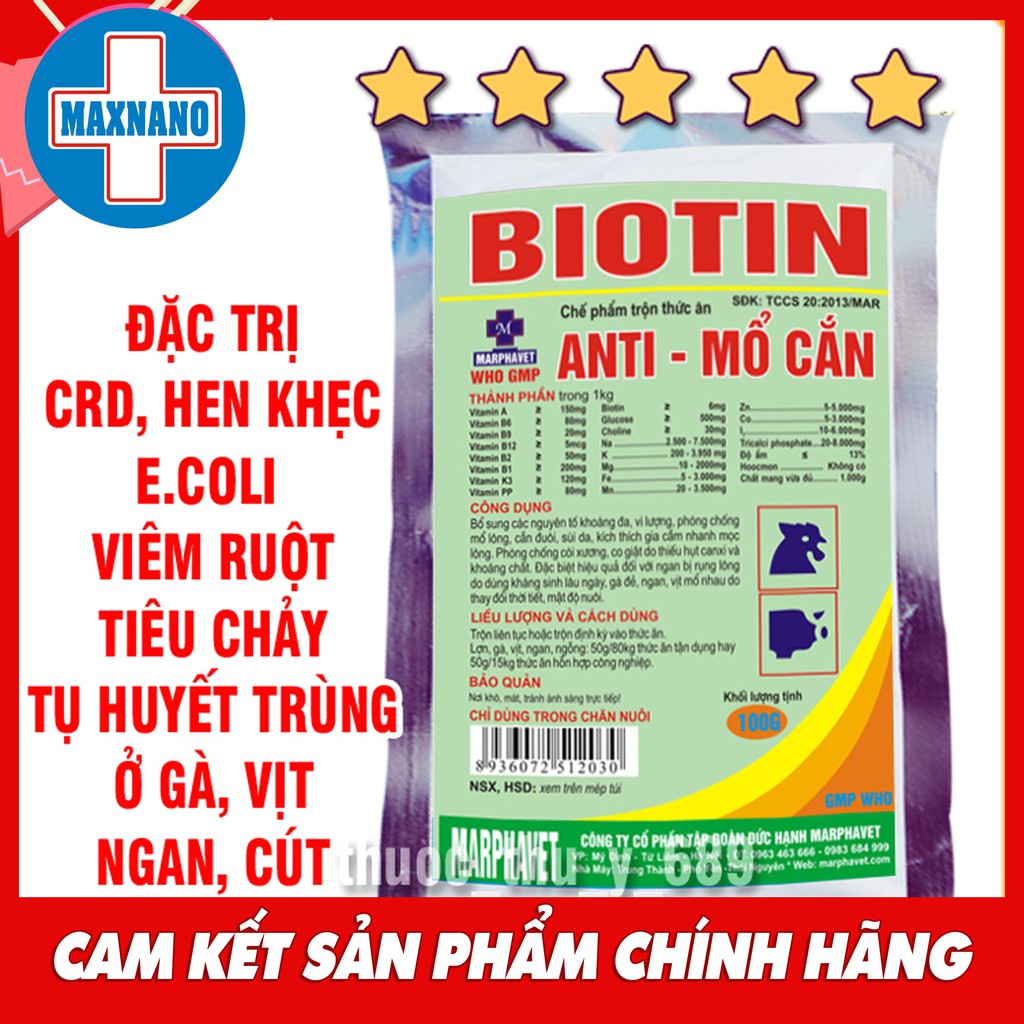 ANTi MỔ CẮN 100g phòng bại liệt, mổ cắn đuôi, kích thích mọc lông, cung cấp khoáng chất cân đối cho vật nuôi, gia cầm