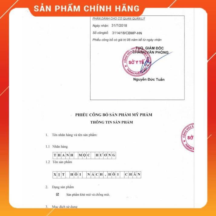 [CHÍNH HÃNG] Xịt Hôi Nách, Hôi Chân Thanh Mộc Hương