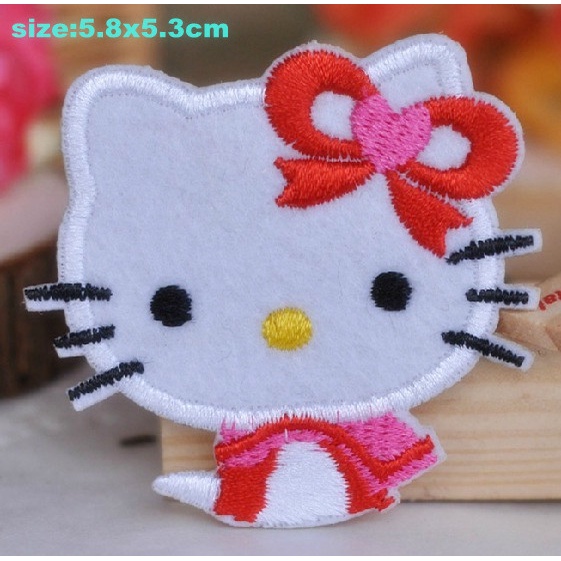 Miếng Dán Ủi Thêu Hình Mèo Hoạt Hình Trang Trí Quần Áo diy
