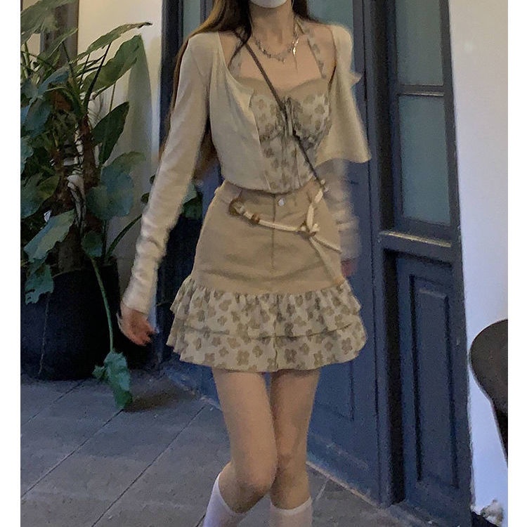 Bộ Áo Cardigan + Chân Váy Lưng Cao Thời Trang Mùa Hè Cho Nữ