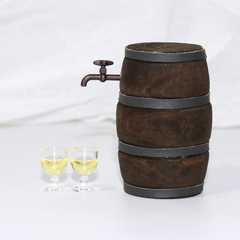 Mô Hình Thùng Gỗ Đựng Rượu Mini Dễ Thương Tỉ Lệ 1: 12 Trang Trí Nhà Búp Bê