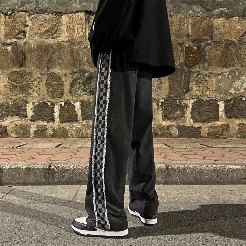 Quần jeans dài ống rộng phong cách Âu Mỹ thời trang cho nam