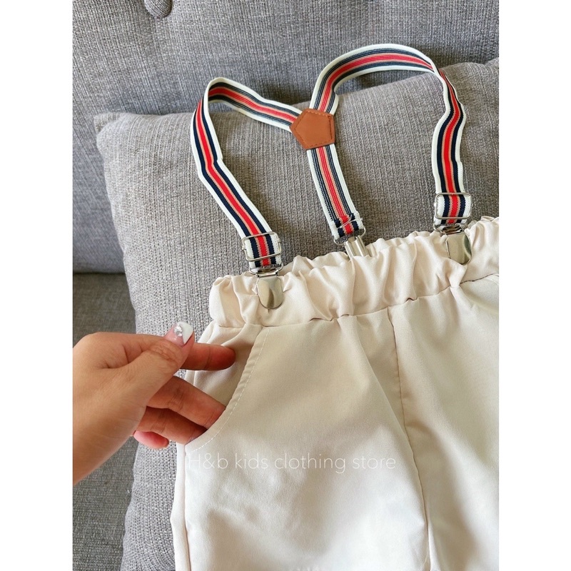 Bộ sơmi đai Y phối cổ nơ bé trai