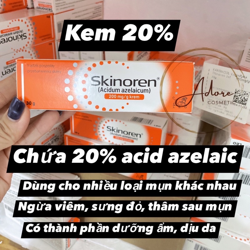 Chấm mụn Skinoren gel với 15% Acid azelaic giúp giảm mụn, giảm thâm tuýp 30g