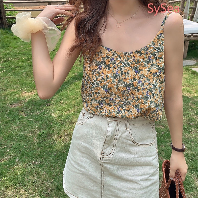 Áo 2 dây họa tiết bông hoa xinh xắn dành cho nữ