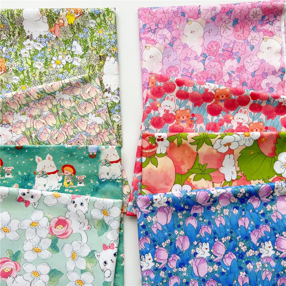 Vải Cotton Họa Tiết Hoạt Hình Dùng May Vá Thủ Công