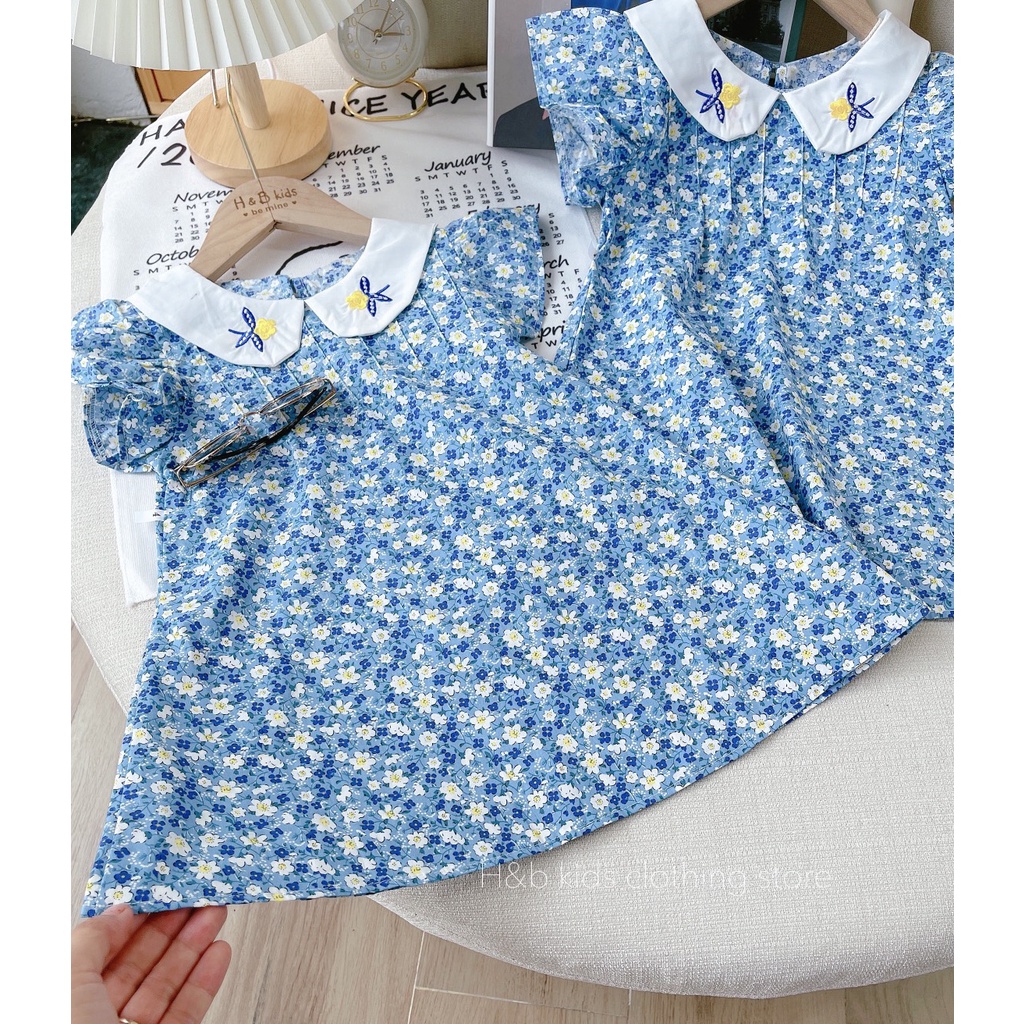 Váy cho bé gái, váy bé gái chất liệu vải thô mềm, váy hoa mặc mát cho bé từ 8-20kg