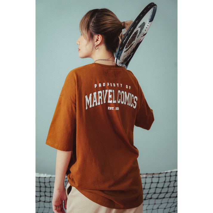 Áo Thun BOO Unisex Dáng Regular 100% Cotton Cao Cấp In Graphic Logo Marvel Màu Sắc Hottrend BZL