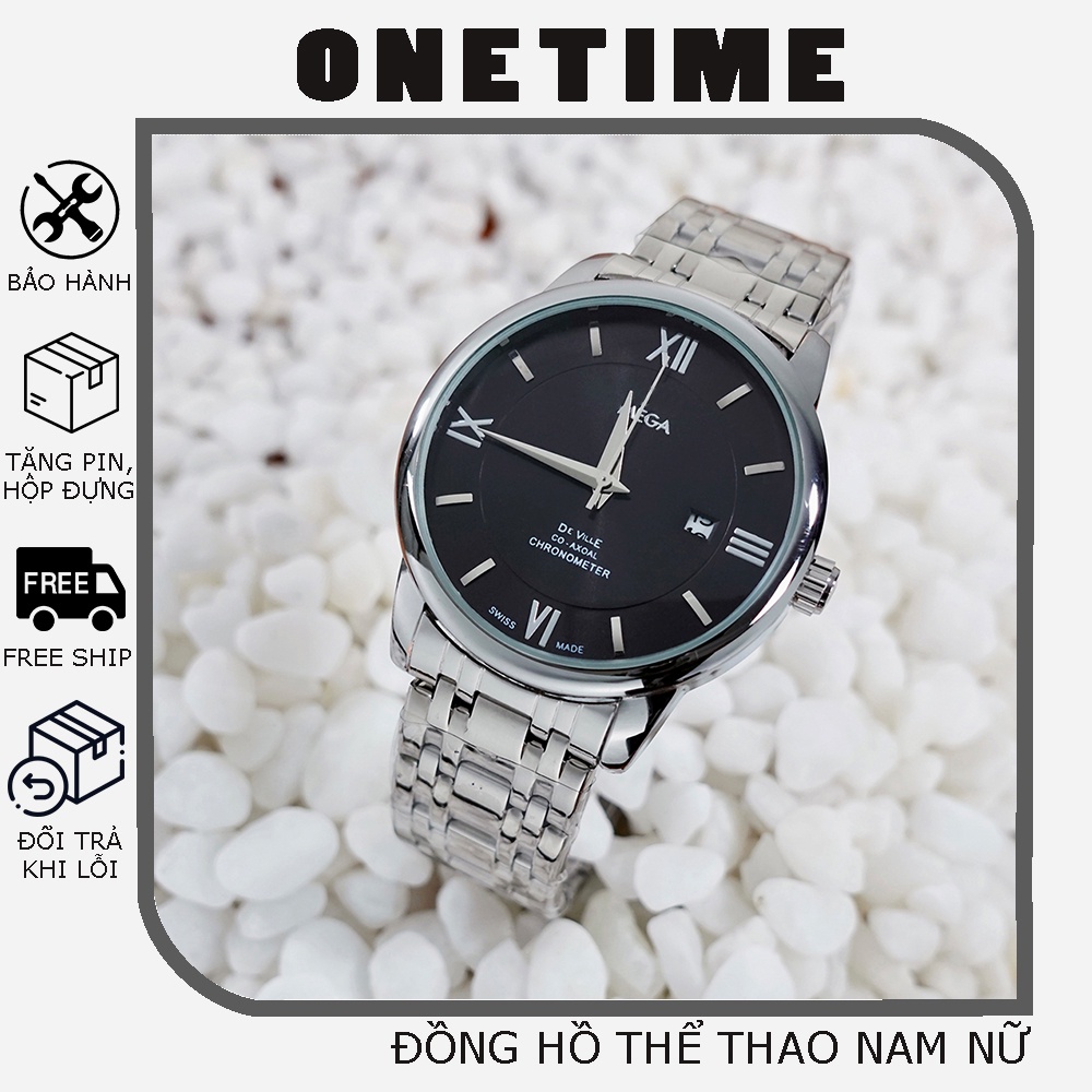 Đồng hồ nam Omega dây thép, kính Sapphire sang trọng, chất lượng cao OneTime (bảnh hành 6 tháng)