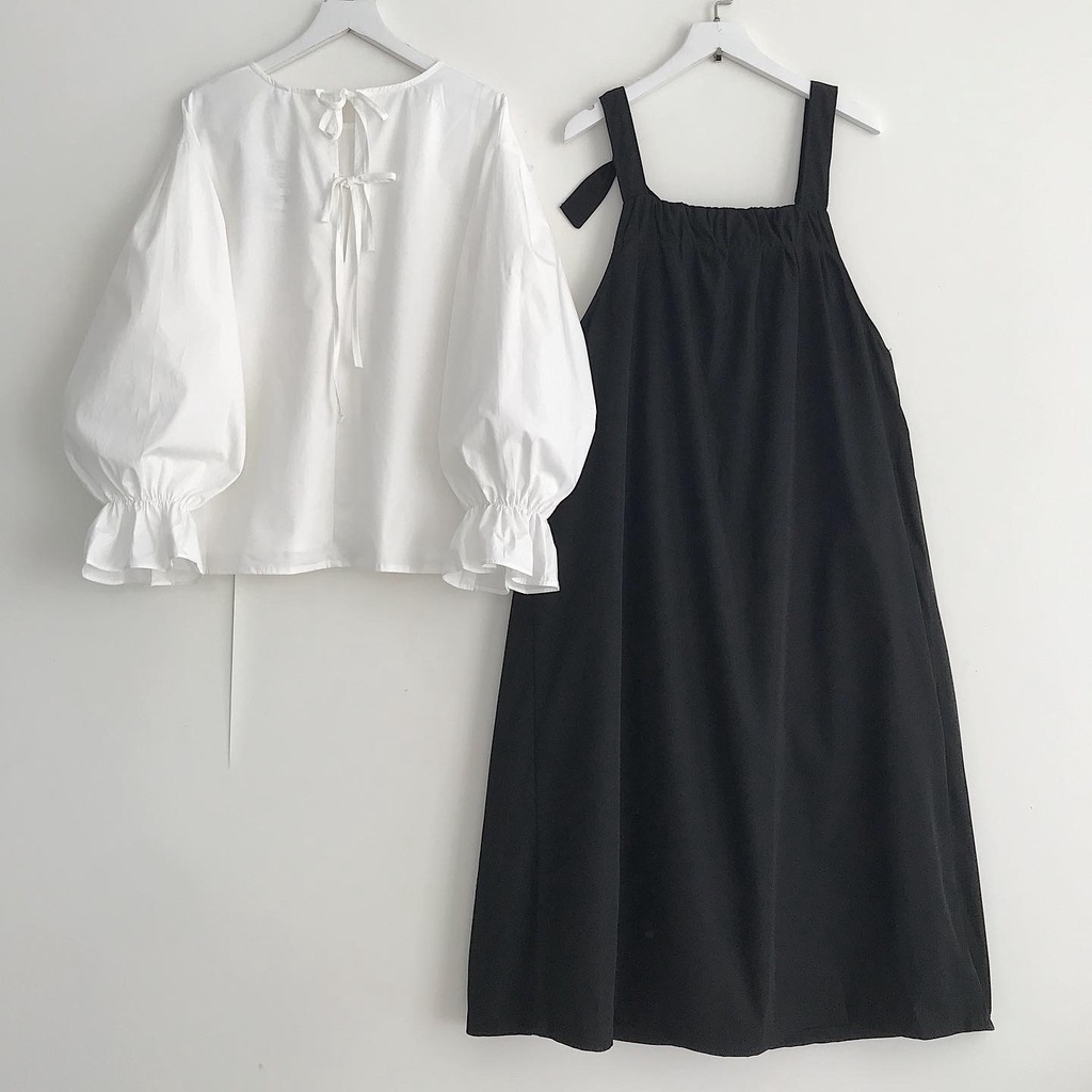 Yếm Váy Nữ Thắt Nơ JEMCLOSET Kosin Form Rộng Dễ Thương Phong Cách Basic Hàn Quốc Trẻ Trung Năng Động 3374