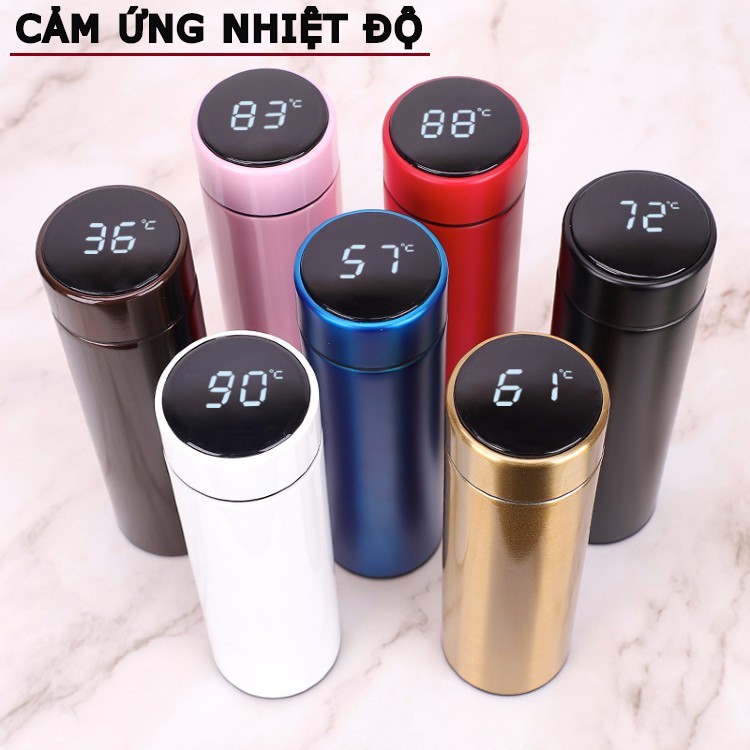 Bình Giữ nhiệt Inox 500ml 2 Lớp Cao Cấp thông minh có Đèn LED hHển Thị Nhiệt Độ - Nhỏ Gọn, Sang Trọng