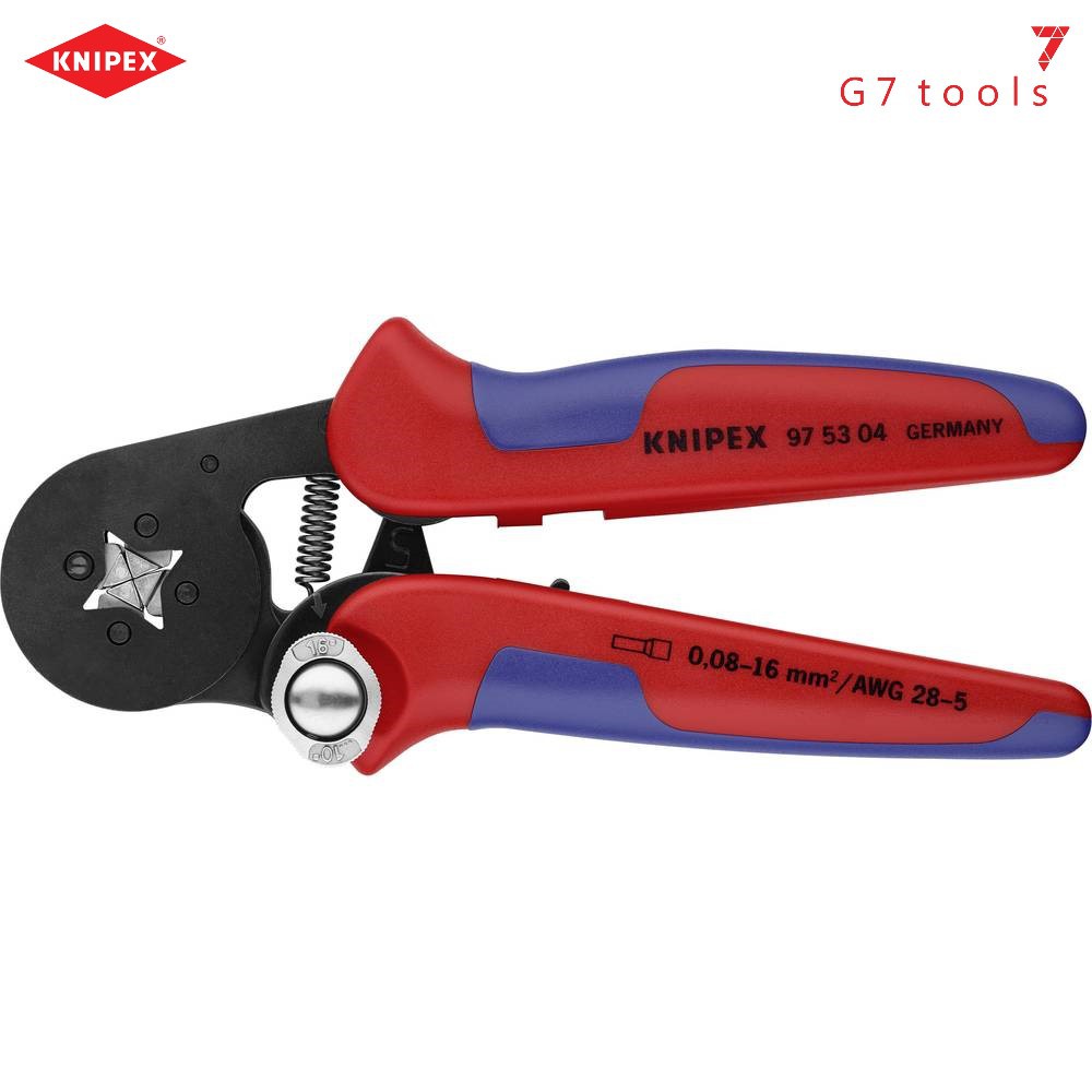 Kìm Knipex Bấm Cos Tròn Pin Rỗng 0.08 – 16.0 mm²  97 53 04 / 97 55 04 có Cấu Hình Vuông Sau Bấm