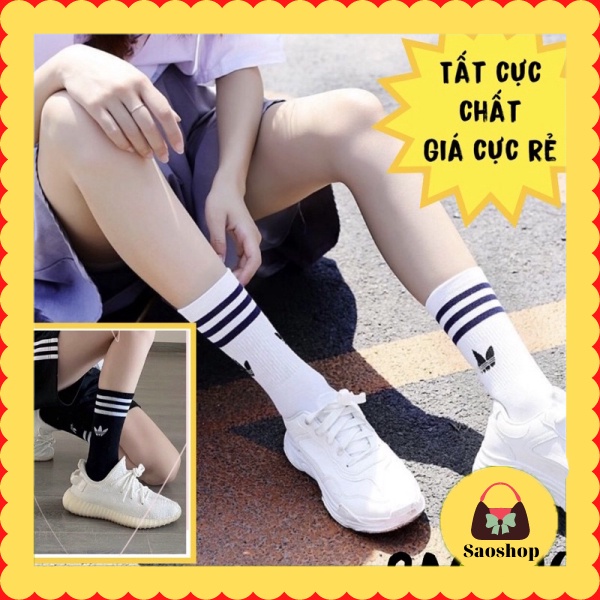 Tất/ Vớ cao cổ thể thao hai màu trắng, đen phong cách hàn quốc kute