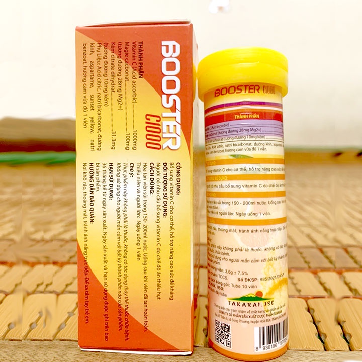Booster C1000 - Viên Sủi Vitamin C 1000mg Giúp Bổ Sung Cho Cơ Thể, Hỗ Trợ Nâng Cao Sức Đề Kháng - TP124