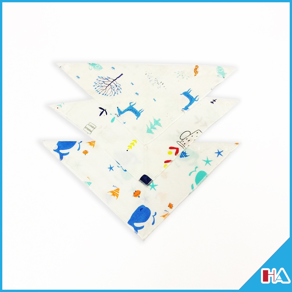 !!XẢ HÀNG GIÁ SỐC!! Set 3 yếm tam giác vải xô dày dặn mềm mại cho bé, siêu thấm hút, có cúc bấm