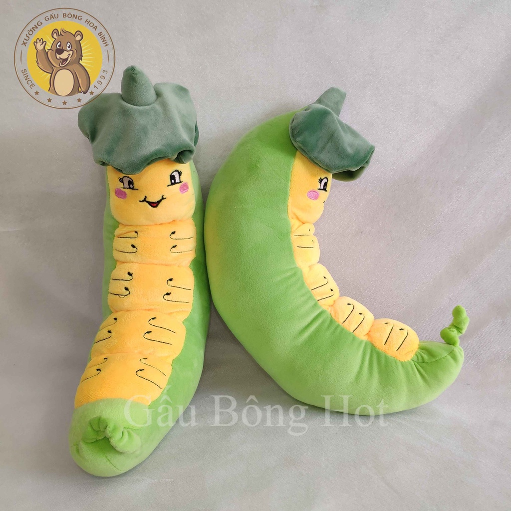 Gấu Bông Sâu Khoai Đội Lá Đáng Yêu - Gối Ôm Sâu ❤️Xưởng Gấu Hoa Bình❤️