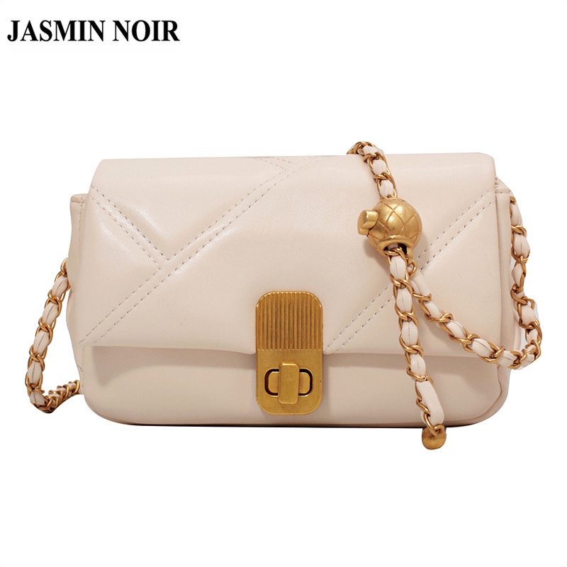 JASMIN NOIR Túi Đeo Chéo Da PU Phối Dây Xích Thời Trang Nữ